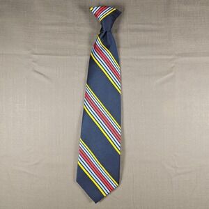 Vintage Towncraft Plus Penneys Snapper Clip On Tie Navy Red Yellow Stripe 17in